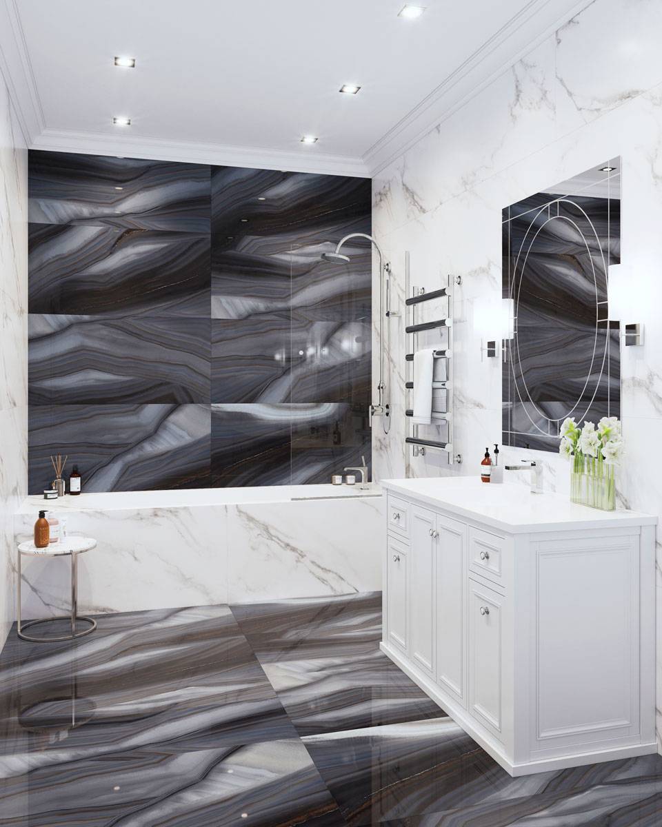 Staro Palacio Influx Midnight Керамогранит Staro Palacio Influx Midnight 60x120 высокий глянец темно-синий